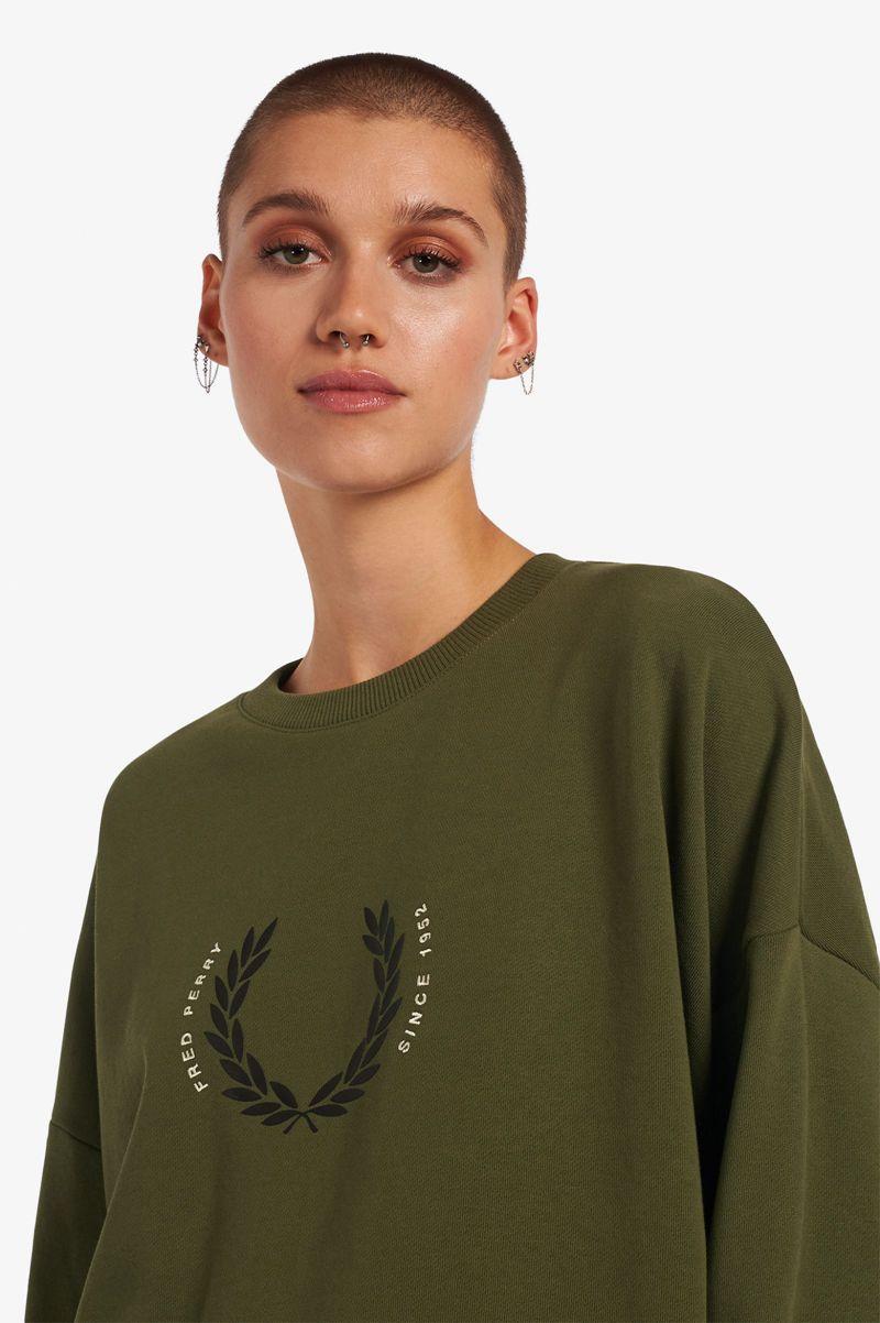 Green Fred Perry Laurel Wreath Women's Sweatshirts | PH 2007WNBY